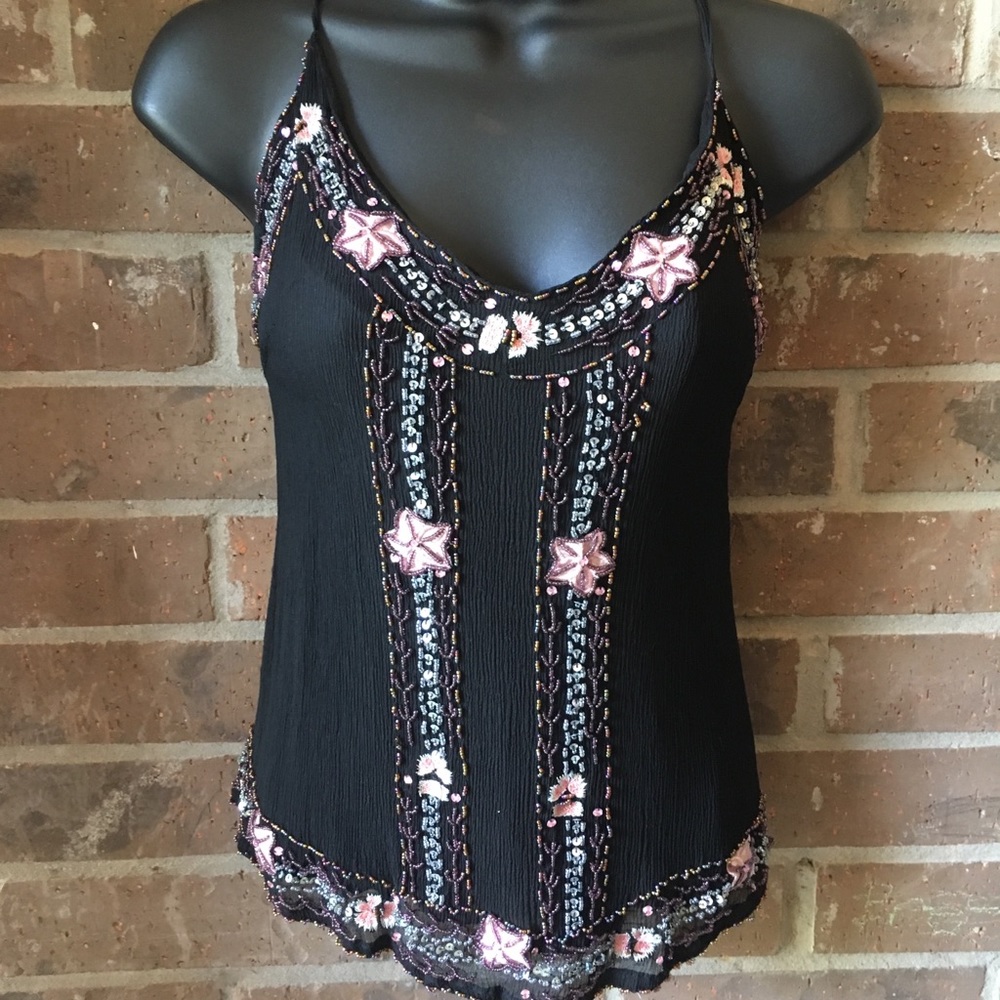 Black hand beaded blouse
